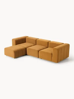Westwing Collection Sofá modular de terciopelo con reposapiés izquierdo/derecho Lena (4 plazas)^ Sofás Rinconeras|Sofás