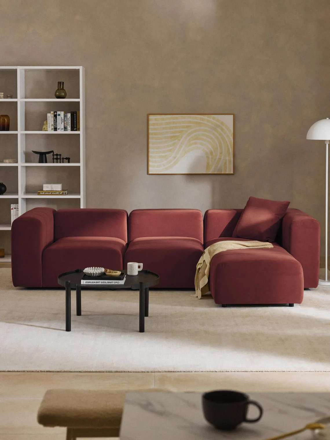 Westwing Collection Sofá modular de terciopelo con reposapiés Lena (4 plazas)^ Sofás Rinconeras|Sofás