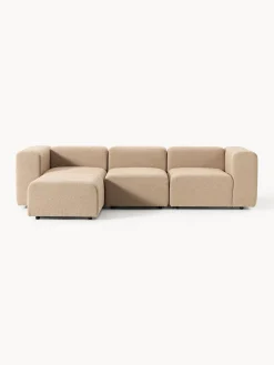 Westwing Collection Sofá modular en tejido bouclé con reposapiés izquierdo/derecho Lena (4 plazas)