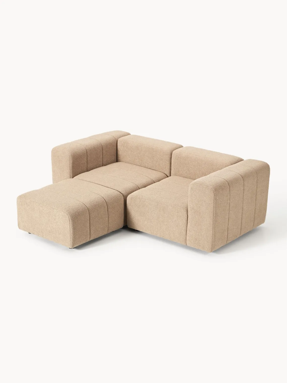 Westwing Collection Sofá modular en tejido bouclé con reposapiés izquierdo/derecho Lena (3 plazas)^ Sofás Rinconeras|Sofás