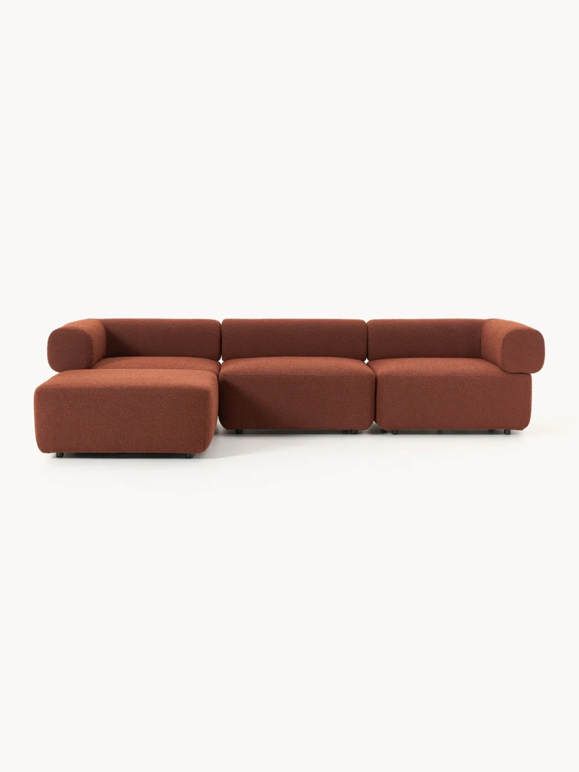 Westwing Collection Sofá modular en tejido bouclé Anton (4 plazas), con reposapiés (izquierda/derecha)