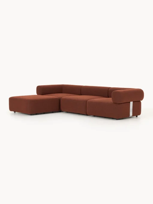 Westwing Collection Sofá modular en tejido bouclé Anton (4 plazas), con reposapiés (izquierda/derecha)
