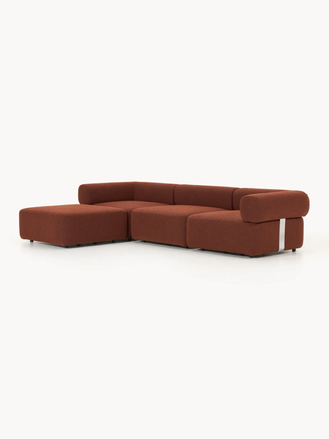 Westwing Collection Sofá modular en tejido bouclé Anton (4 plazas), con reposapiés (izquierda/derecha)