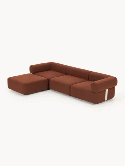 Westwing Collection Sofá modular en tejido bouclé Anton (4 plazas), con reposapiés (izquierda/derecha)