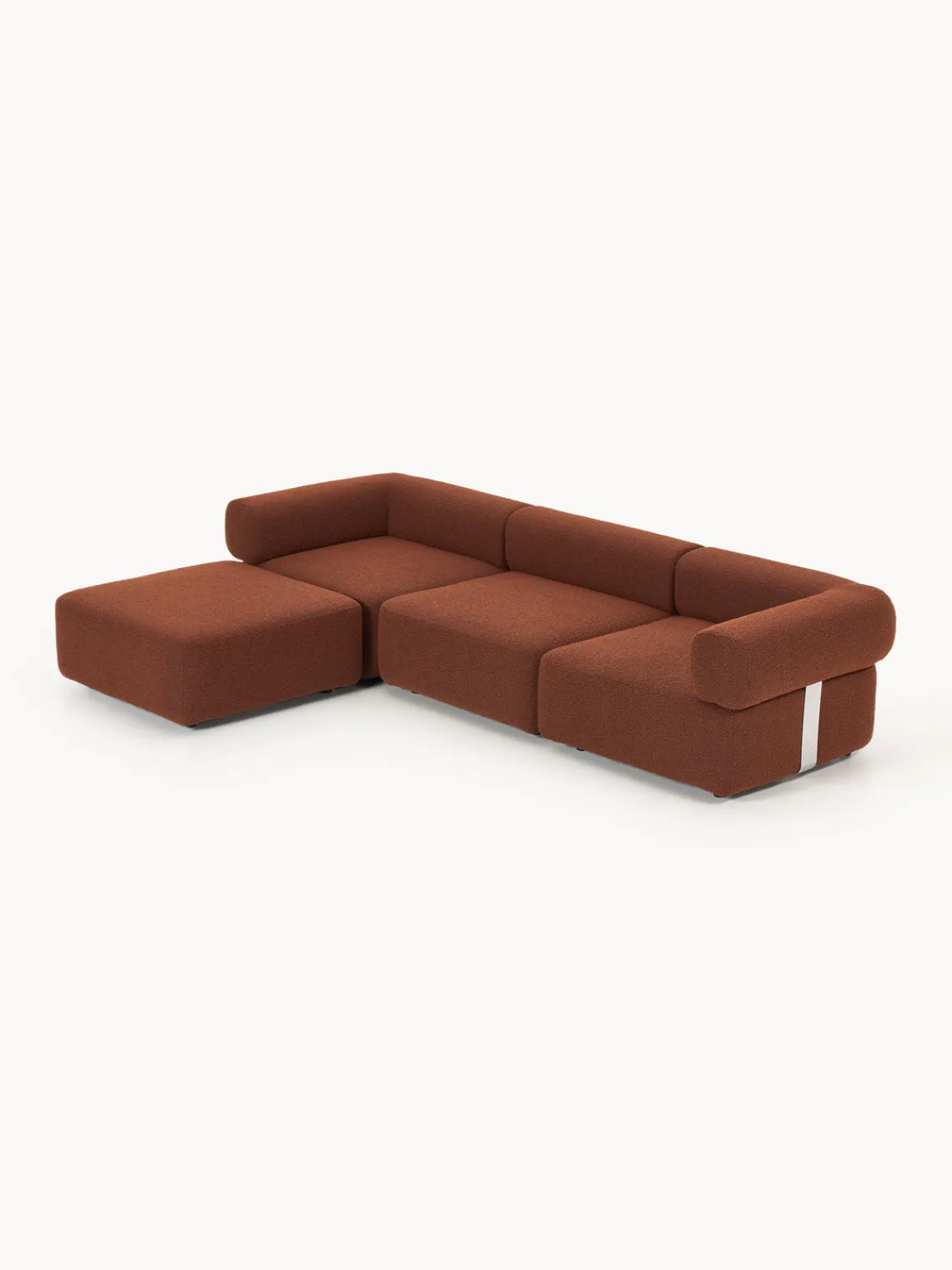 Westwing Collection Sofá modular en tejido bouclé Anton (4 plazas), con reposapiés (izquierda/derecha)
