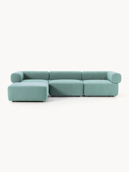 Westwing Collection Sofá modular en tejido bouclé Anton (4 plazas), con reposapiés (izquierda/derecha)