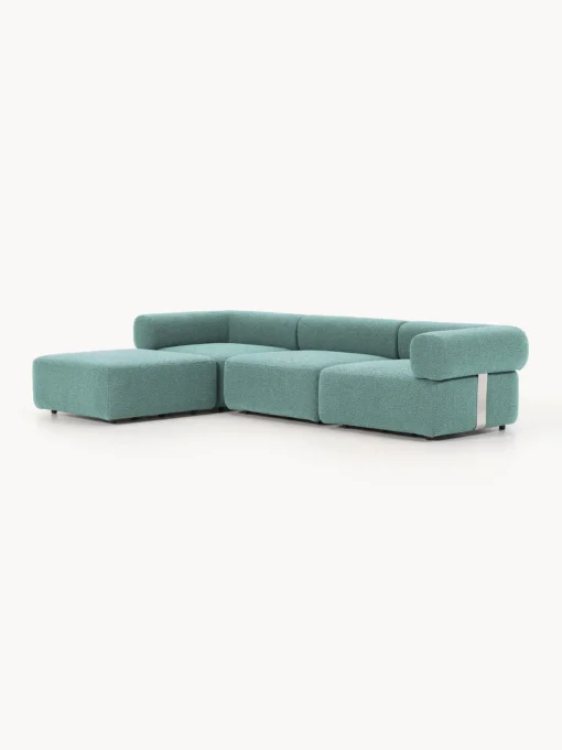 Westwing Collection Sofá modular en tejido bouclé Anton (4 plazas), con reposapiés (izquierda/derecha)