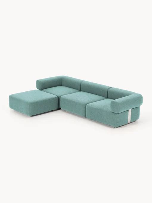 Westwing Collection Sofá modular en tejido bouclé Anton (4 plazas), con reposapiés (izquierda/derecha)