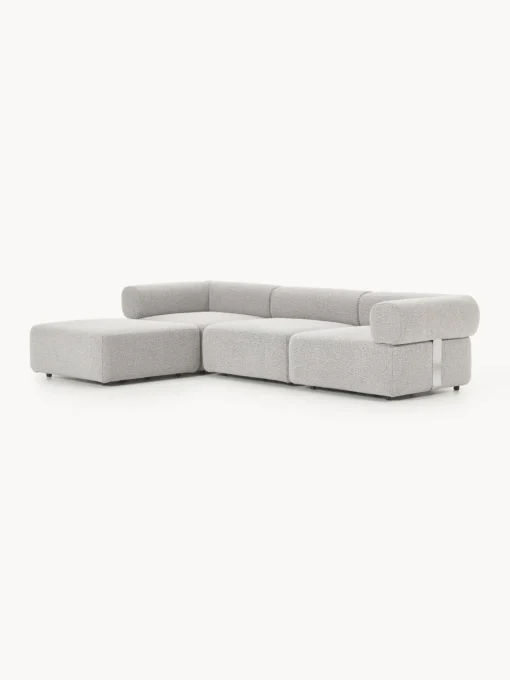 Westwing Collection Sofá modular en tejido bouclé Anton (4 plazas), con reposapiés (izquierda/derecha)