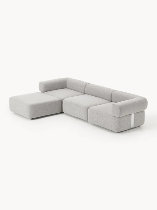 Westwing Collection Sofá modular en tejido bouclé Anton (4 plazas), con reposapiés (izquierda/derecha)