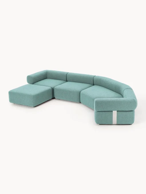 Westwing Collection Sofá modular grande en tejido bouclé con reposapiés Anton (izquierda/derecha)