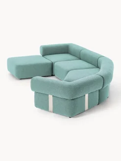 Westwing Collection Sofá modular grande en tejido bouclé con reposapiés Anton (izquierda/derecha)