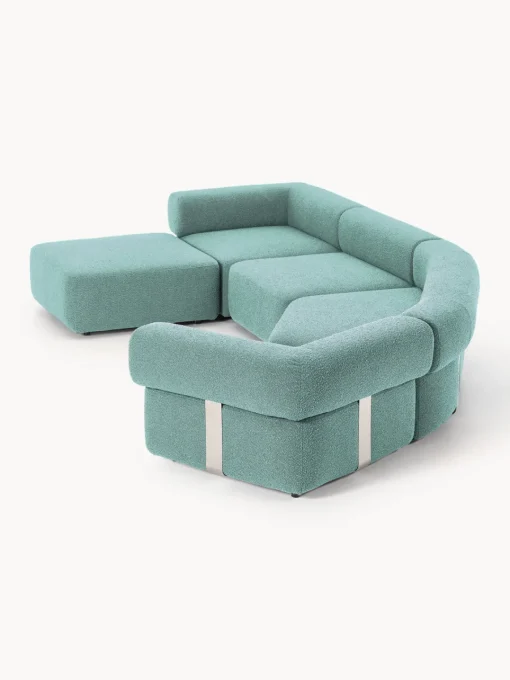 Westwing Collection Sofá modular grande en tejido bouclé con reposapiés Anton (izquierda/derecha)