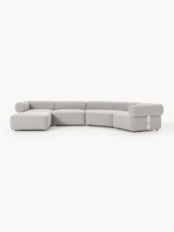 Westwing Collection Sofá modular grande en tejido bouclé con reposapiés Anton (izquierda/derecha)