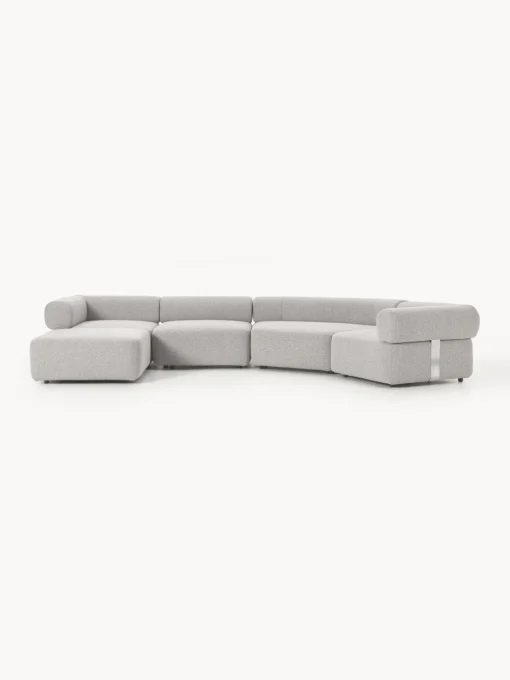 Westwing Collection Sofá modular grande en tejido bouclé con reposapiés Anton (izquierda/derecha)