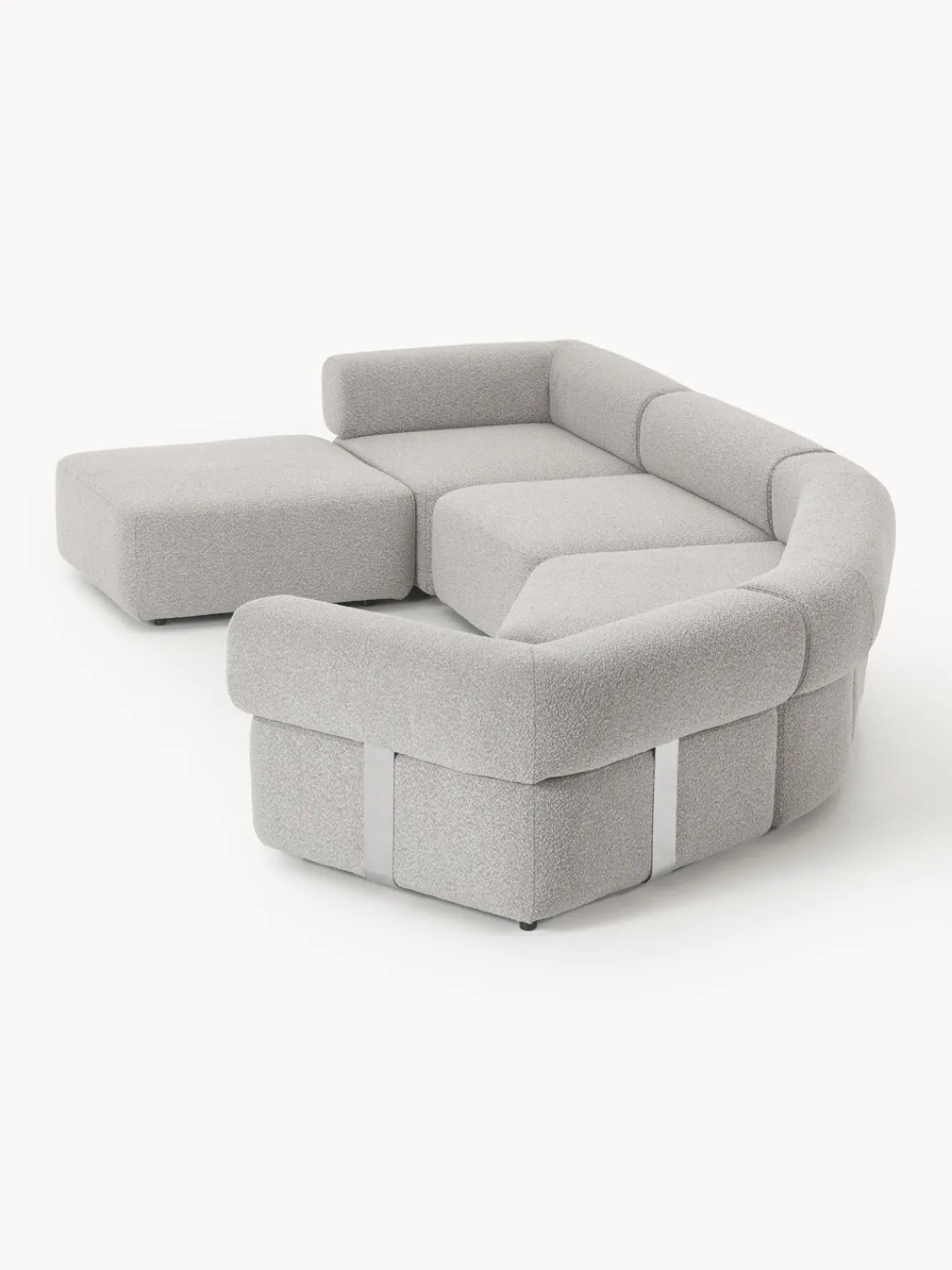 Westwing Collection Sofá modular grande en tejido bouclé con reposapiés Anton (izquierda/derecha)