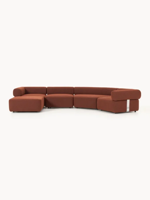 Westwing Collection Sofá modular grande en tejido bouclé con reposapiés Anton (izquierda/derecha)