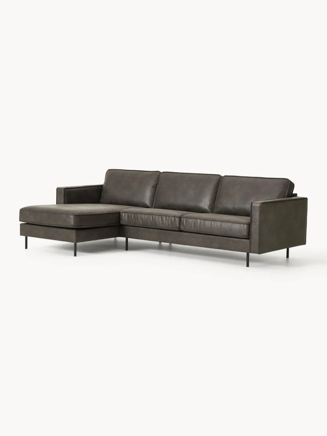 Westwing Collection Sofá rinconera de cuero reciclado Hunter