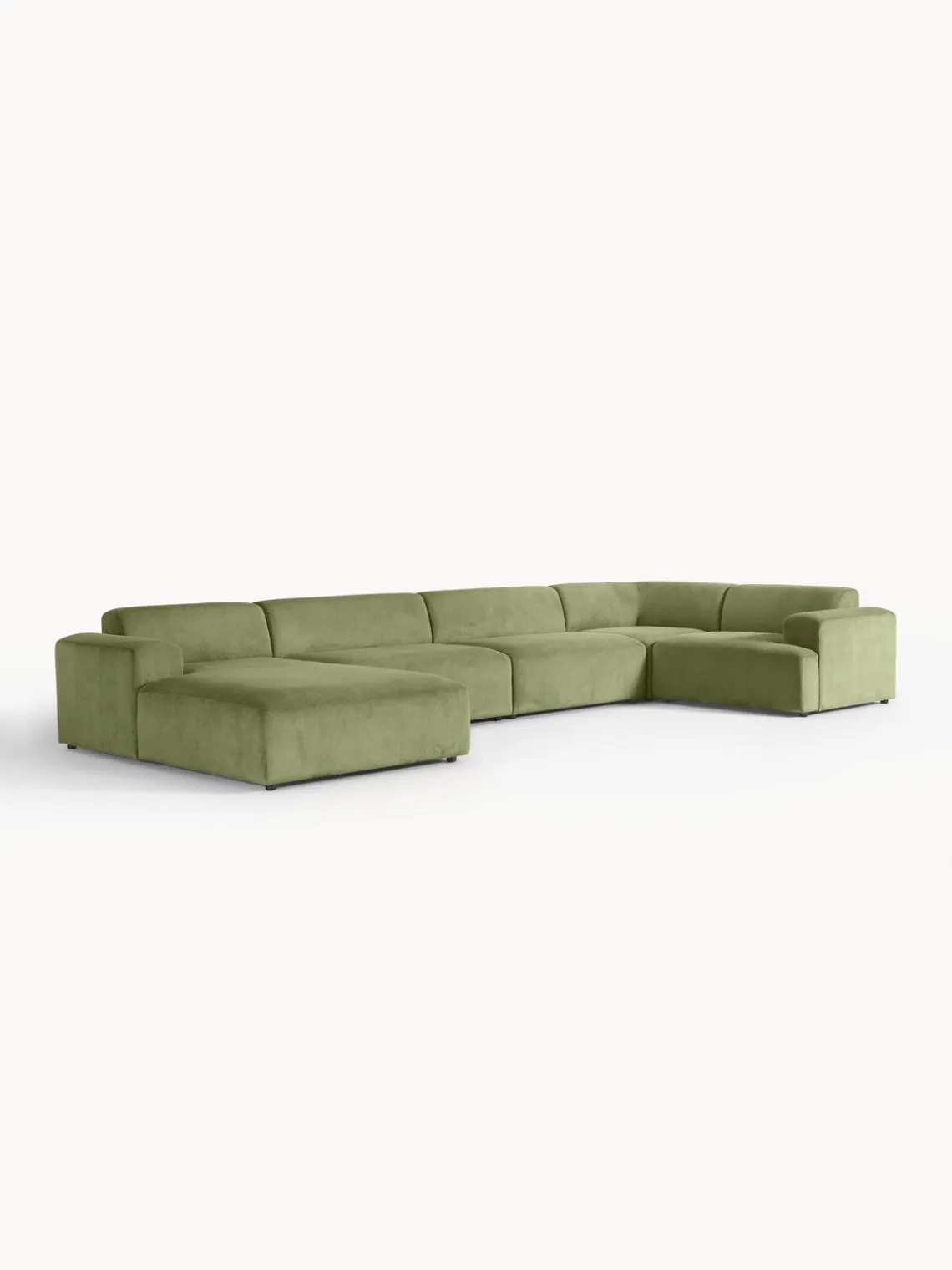 Westwing Collection Sofá rinconera longue grande de pana Melva