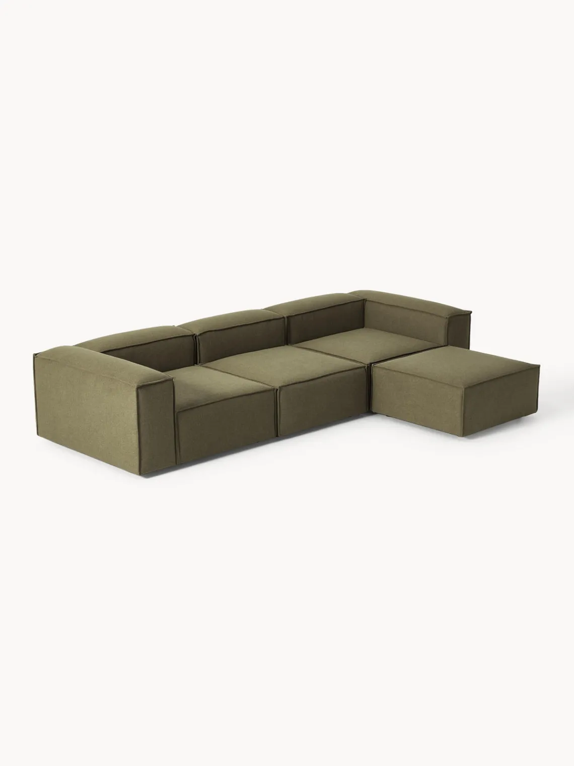 Westwing Collection Sofá rinconera modular con reposapiés izquierdo/derecho Lennon (4 plazas)