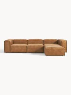 Westwing Collection Sofá rinconera modular de cuero reciclado con reposapiés izquierdo/derecho Lennon (4 plazas)^ Sofás 4 Plazas|Sofás