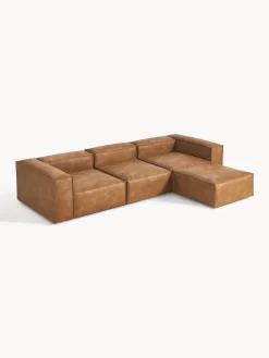 Westwing Collection Sofá rinconera modular de cuero reciclado con reposapiés izquierdo/derecho Lennon (4 plazas)^ Sofás 4 Plazas|Sofás