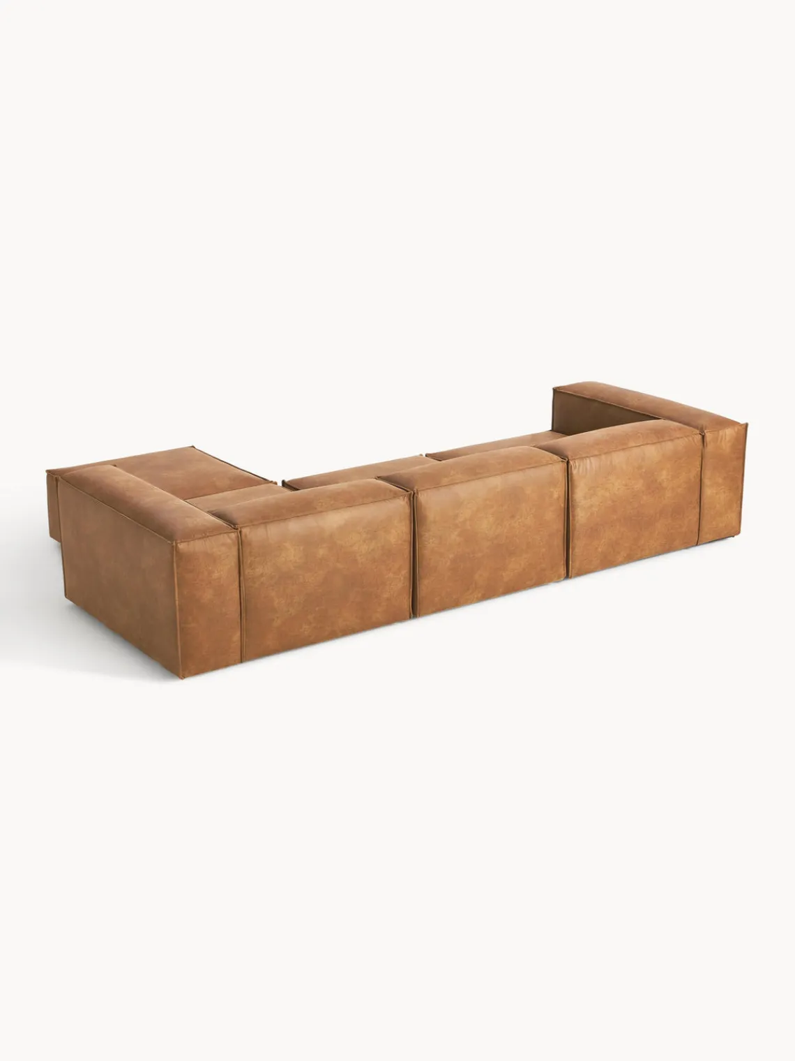 Westwing Collection Sofá rinconera modular de cuero reciclado con reposapiés izquierdo/derecho Lennon (4 plazas)^ Sofás 4 Plazas|Sofás