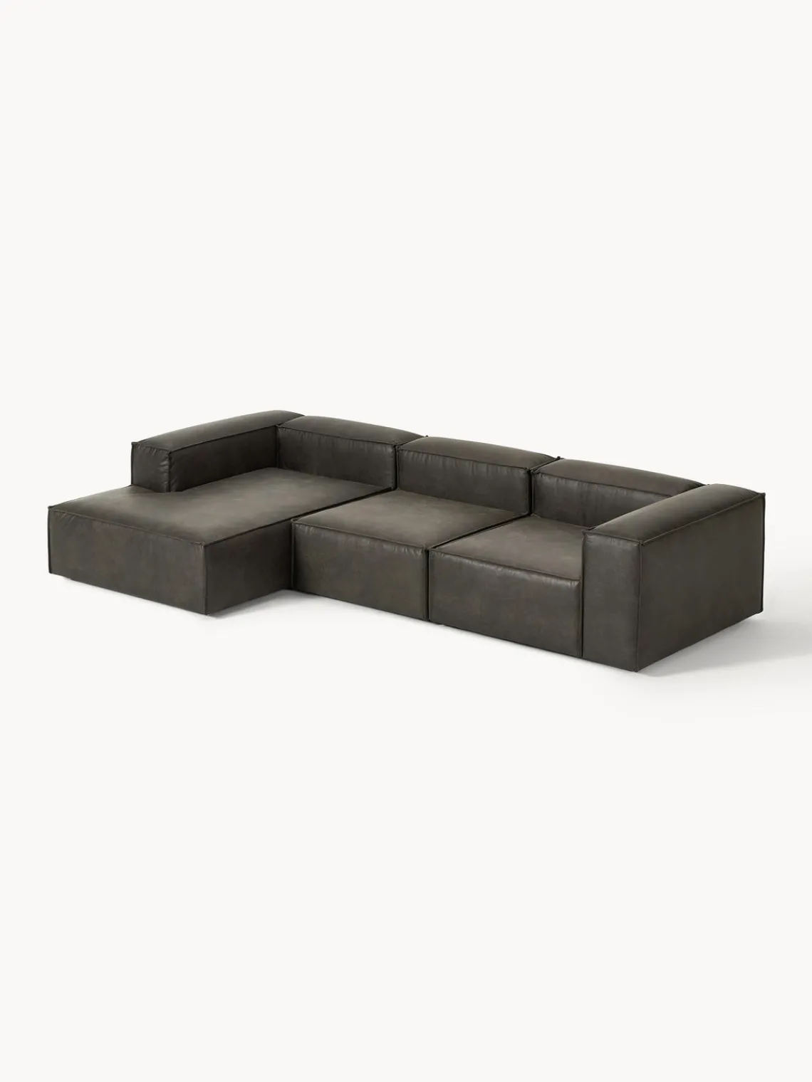 Westwing Collection Sofá rinconera modular de cuero reciclado Lennon^ Sofás