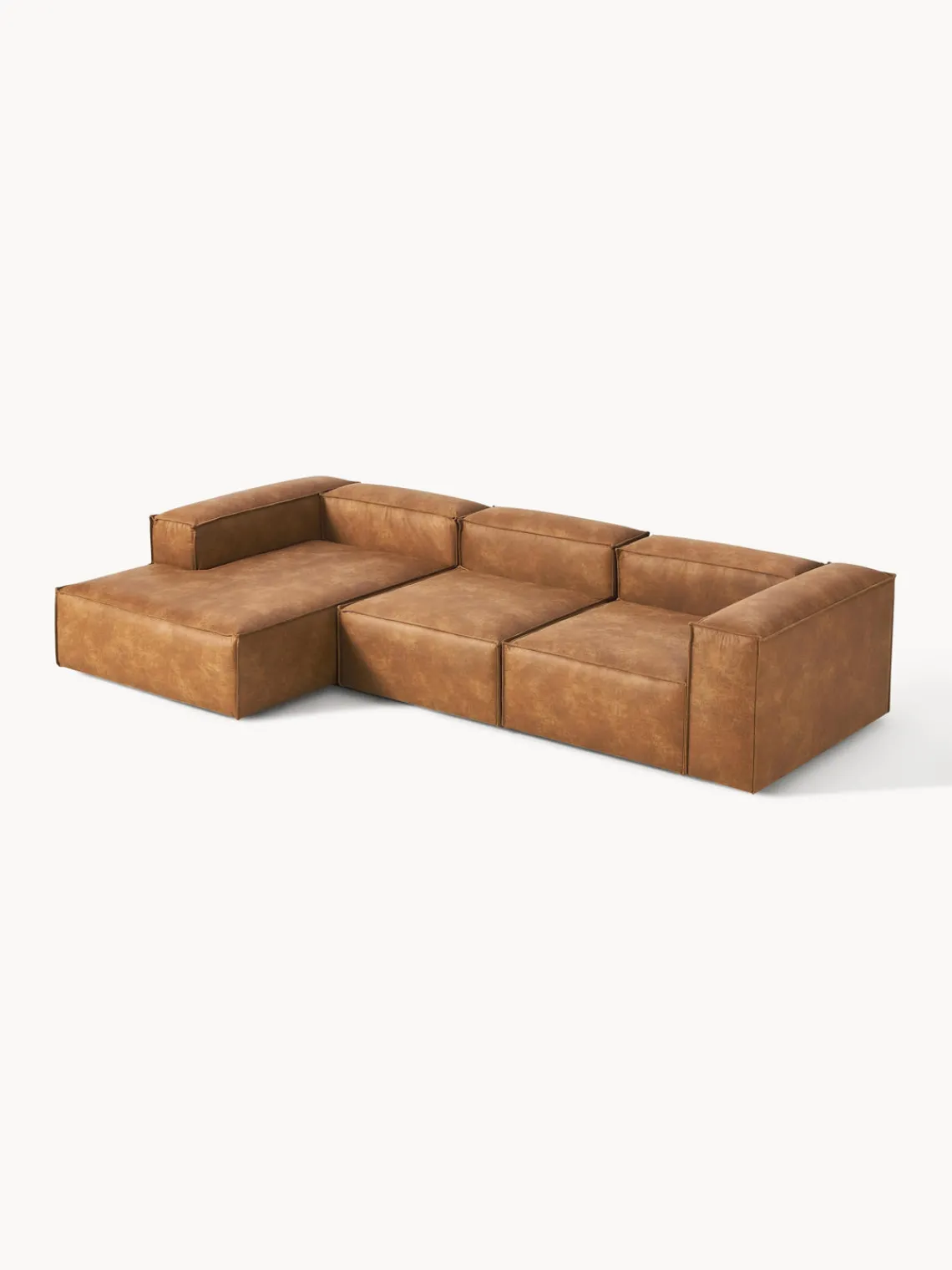 Westwing Collection Sofá rinconera modular de cuero reciclado Lennon^ Sofás