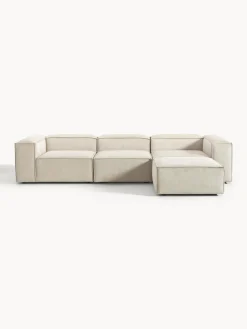 Westwing Collection Sofá rinconera modular de pana con reposapiés izquierdo/derecho Lennon (4 plazas)