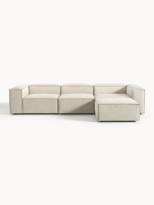 Westwing Collection Sofá rinconera modular de pana con reposapiés izquierdo/derecho Lennon (4 plazas)