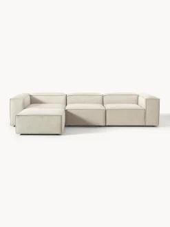 Westwing Collection Sofá rinconera modular de pana con reposapiés izquierdo/derecho Lennon (4 plazas)