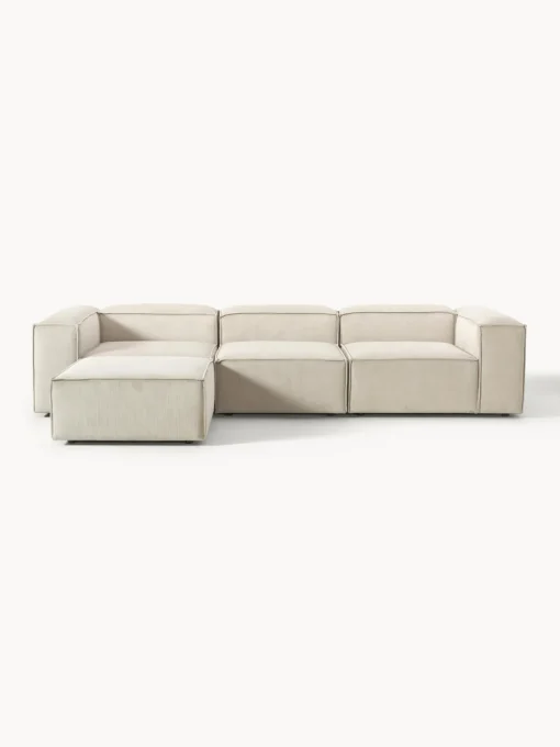 Westwing Collection Sofá rinconera modular de pana con reposapiés izquierdo/derecho Lennon (4 plazas)