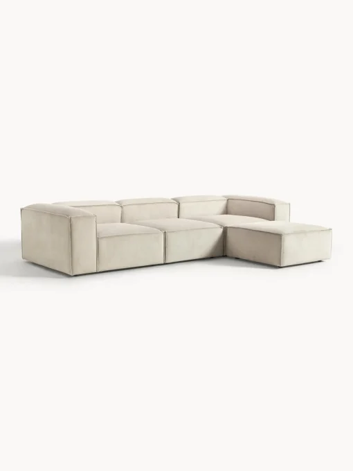 Westwing Collection Sofá rinconera modular de pana con reposapiés izquierdo/derecho Lennon (4 plazas)
