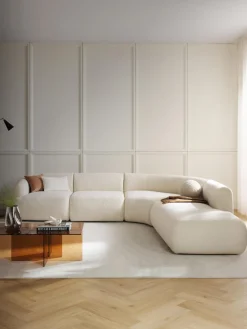 Westwing Collection Sofá rinconera modular de borreguillo Sofia (4 plazas)