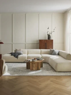 Westwing Collection Sofá rinconera modular de borreguillo Sofia (4 plazas)