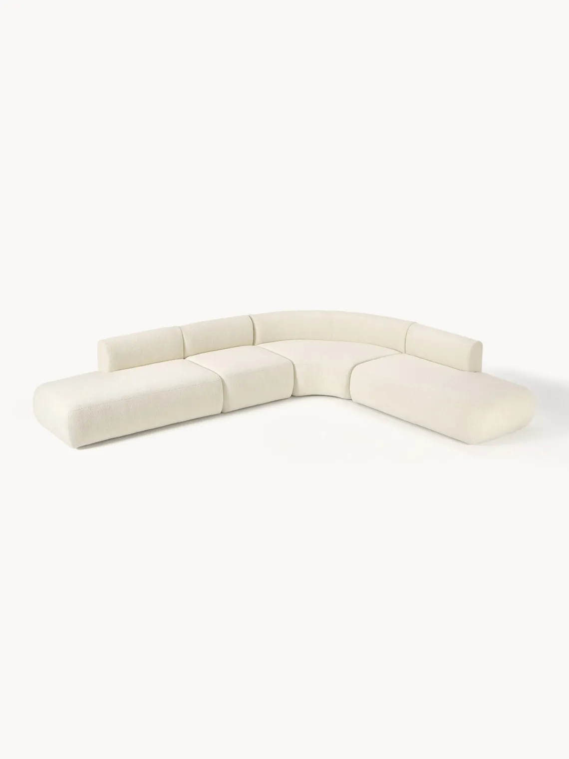 Westwing Collection Sofá rinconera modular de borreguillo Sofia (4 plazas)