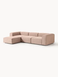 Westwing Collection Sofá rinconera modular de mezcla de lino con reposapiés izquierdo/derecho Lennon (4 plazas)