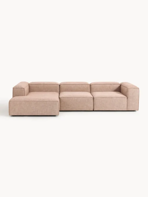Westwing Collection Sofá rinconera modular de mezcla de lino Lennon