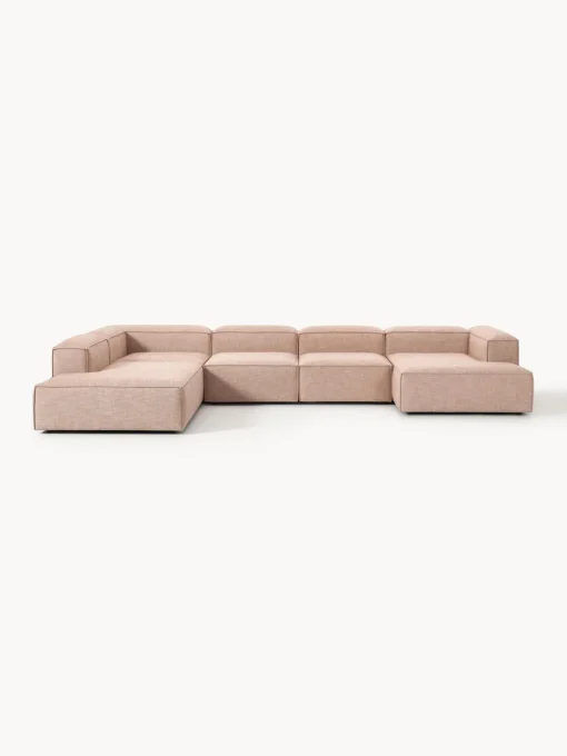 Westwing Collection Sofá rinconera modular de mezcla de lino Lennon