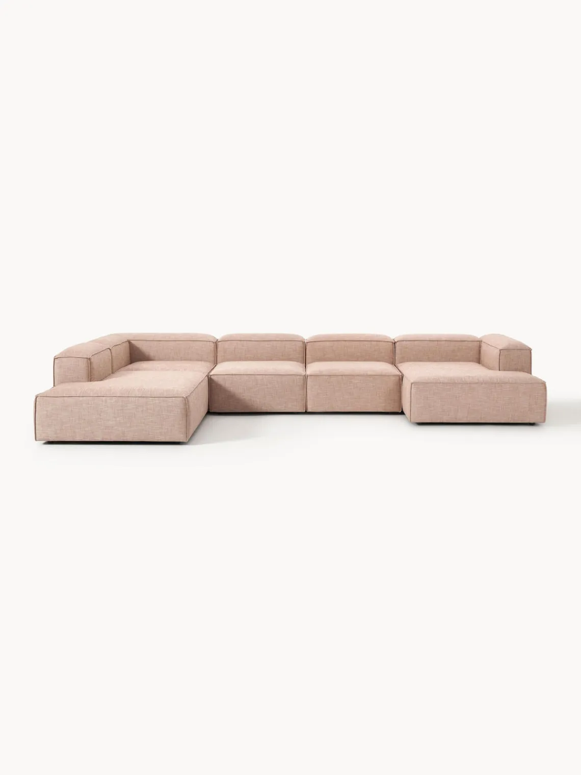 Westwing Collection Sofá rinconera modular de mezcla de lino Lennon