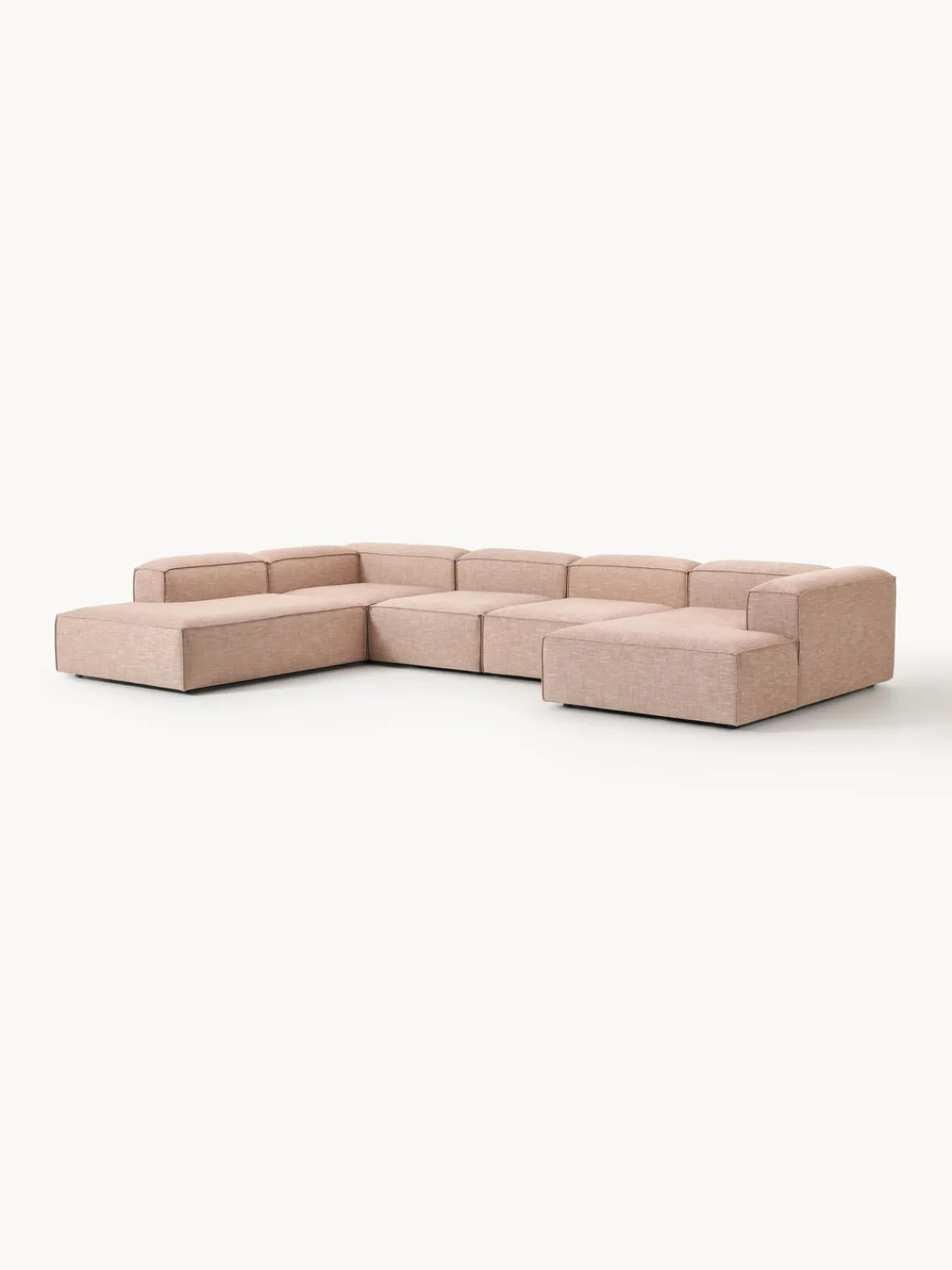 Westwing Collection Sofá rinconera modular de mezcla de lino Lennon