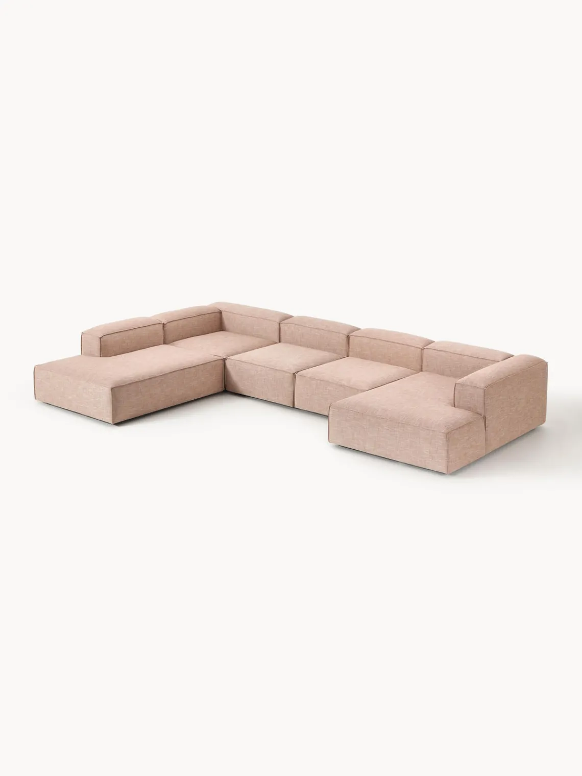 Westwing Collection Sofá rinconera modular de mezcla de lino Lennon