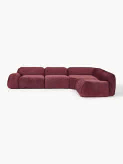 Westwing Collection Sofá rinconera modular de borreguillo bouclé Wolke (4 plazas)