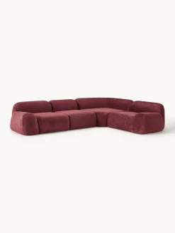 Westwing Collection Sofá rinconera modular de borreguillo bouclé Wolke (4 plazas)