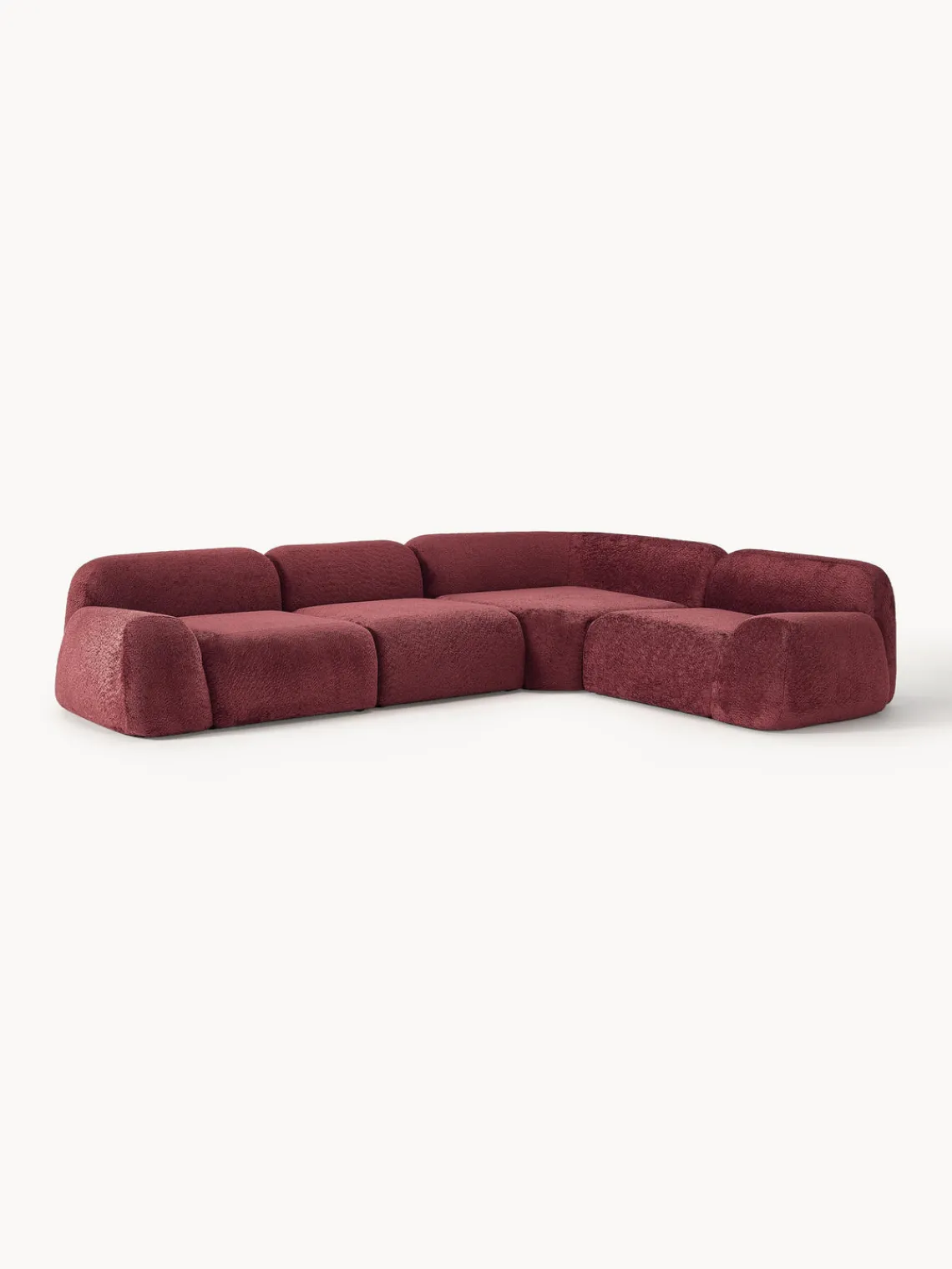 Westwing Collection Sofá rinconera modular de borreguillo bouclé Wolke (4 plazas)