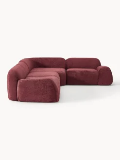 Westwing Collection Sofá rinconera modular de borreguillo bouclé Wolke (4 plazas)