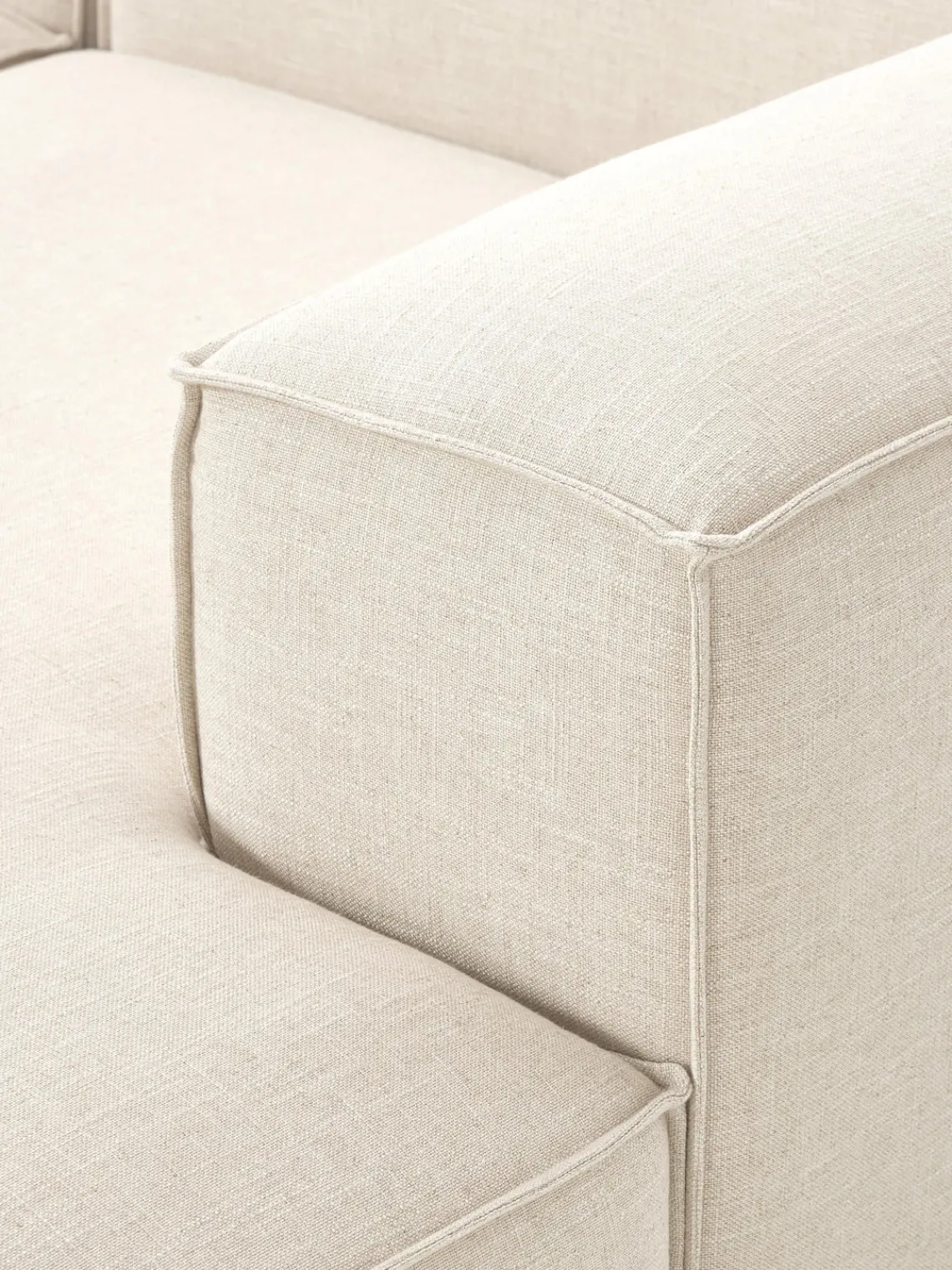 Westwing Collection Sofá rinconera modular de mezcla de lino Lennon