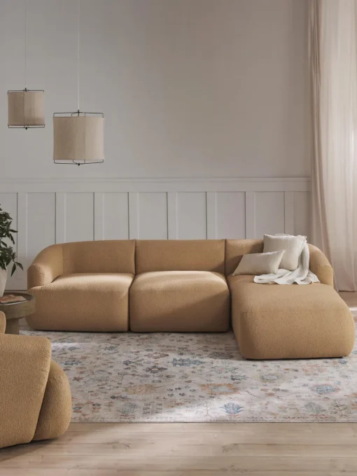 Westwing Collection Sofá rinconera modular en tejido bouclé Sofia (3 plazas)