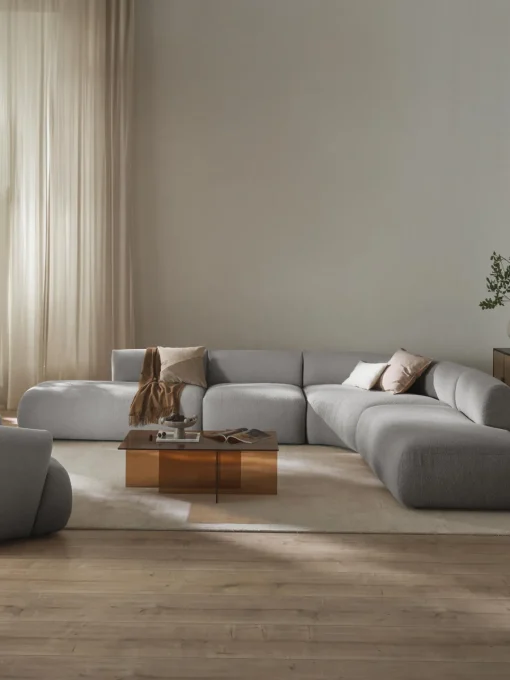 Westwing Collection Sofá rinconera modular en tejido bouclé Sofia (4 plazas)